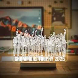Team India Champions Trophy 2025 Winning Moment LED Lamp – Souvenir Collectible Gift for Cricket Fans.(22X14 cm).-24