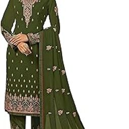 Women's Georgette Semi Stitched Top with Unstitched Santoon Bottom and Georgette Dupatta Embroidered Straight Kurta Dress Material (Pakistani Salwar Suit)-image-55