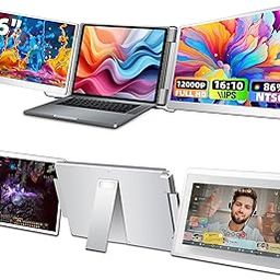 Laptop Screen Extender 16 Inch Portable Monitor, FHD 1200P IPS Triple Laptop Screen Extender, Removable Multi-Mode Monitor for 12 to Laptops-image-36