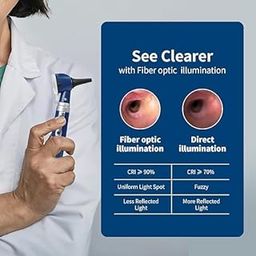 Otoscope Ear Scope with Light – Fiber Optic Diagnostic Otoscope with LED Illumination & Hard Case – Portable Ear Infection Detector for Kids & Adults – Home Use Pocket ENT Tool (Blue)-image-11