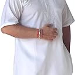 Lucknowi Pure Cotton Chikan Short Kurta Half Sleeve for Men - Traditional Indian Ethnic Wear-image-48