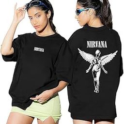 Pure Cotton Round Neck Oversized Baggy Fit Latest Stylish Back Graphic Printed Half Sleeve Casual T-Shirt for Women (Sizes XXS-XL)-4