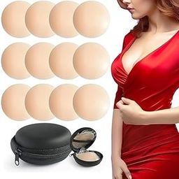Silicone Nipple Cover Lingerie,Shoulder Less Backless Dresses Reusable No Show Bra for Women Pasties Comfortable Invisible (Pack of 12)-image-81