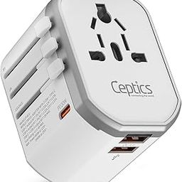 Ceptics 4 in 1 Universal Travel Adapter with Type C - Universal Plug Socket, USB QC 3.0-20W USB-C International Travel Adapter with Lifetime Limited Warranty, Worldwide Travel Adapters (2 Pack)-picture-5
