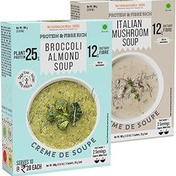 NutriSnacksBox Healthy Soup Combo Pack, 200g (Pack of 2 x 100g) | (10 Soup Sachets x 20g) | Broccoli Almond Soup | Italian Mushroom Soup | Healthy Soup with Protein and Fibers-image-93