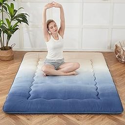 Zelladorra Japanese Floor Mattress, Futon Mattress with Portable Storage Bag and Washable Cover, Roll Up Thick Tatami Mat Suitable for Camping, Guest Room (Coastal Gradient, Twin)-image-4