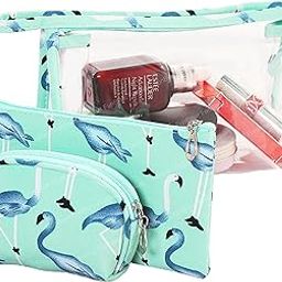 FunBlast Flamingo Makeup Bag - Pack of 3 Pcs Pouch with Zipper Lock, Portable Travel Makeup Cosmetic Bags, Travel Kit Bag, Money Purse, Handbag for Girls & Women (Green)-image-19