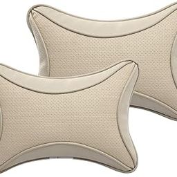 Aakirti Automotive Car Faux Leather Neck Rest Pillow/Cushion for All Cars (Beige) - Pack of 2-image-84