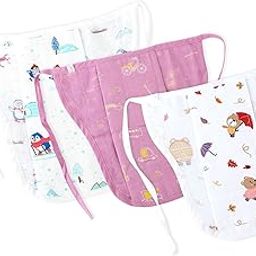 Honcho Baby - 100% Organic Cotton Muslin Nappies Resusable | 3 Pack | New Born & 0-4 Months | Super Absorbent | Extra Soft 4 Layered Center Panel (Busy Little Wheels - Teddy's Windy Walk - Penguin Wonderland, 0 - 3 months)-20