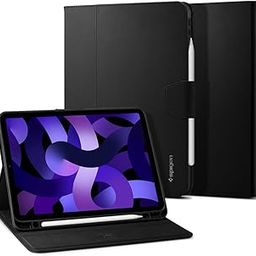 Spigen Liquid Air Folio for iPad Air 11 inch M3/M2 (2025/2024) Case/iPad Air 10.9inch 5th/4th Gen (2022/2020) Full Cover Folio Case with Built in Pencil Holder, Trifold Stand - Black-30
