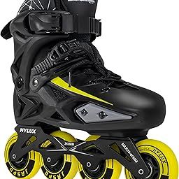 JASPO Hylux Inline Skates for Adults, PU Wheels, ABEC-7 Bearings, Hard Shell Boot, Aluminium Frame,4-Wheel Roller Skates for Teens, Men,Women (Black/Yellow, XL (UK Size-7-8.5))-image-2