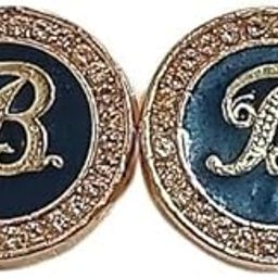 Luxury Alphabet "B" Blue Stone-Studded Cufflinks for Men-image-25