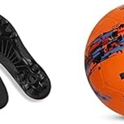 Nivia Airstrike Football Stud for Kids (Black) UK-4 Storm | Size 5 (Orange)-image-4