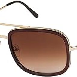 Metal Square Unisex Sunglasses, Golden Frame, Brown Lens, Pack of 1, Medium-picture-19
