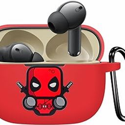 LATALI New Silicone Case Compatible with Realme Buds T310 & Realme Buds N1, Soft Silicone 360° Full Protection Dust-Proof Shockproof Case Cover with Hook (Cover Only) (Deadpool)-image-74
