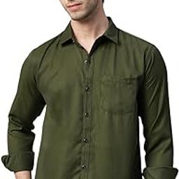Men's Classic Button-Down Shirt, Olive Army Green, Long Sleeve, Regular Fit, Casual,Business & Formal Wear-image-29