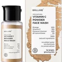 Brillare Vitamin C Face Wash for Pigmentation & Dark Spots, Coconut & Orange Face Wash for Skin Brightening, 100% Natural Powder Facewash, 15g-16