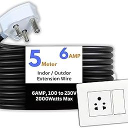 KREPS® Electric Heavy Duty Extention Board, 6+16A, for Indoor & Outdoor Use, Cable with 3-Pin Plug and Multi-Socket Board Supports 100-230V, 2000+2500 Watts (2000W 6A,Small Plug, 5 M)-image-86