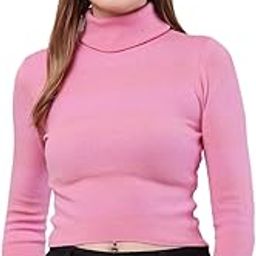 Women's Cotton Full Sleeve with High-Neck Pink Sweater-image-85