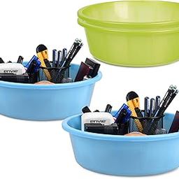 Pack of 4 Desk Organizer | Stationery Organizer | Multipurpose Storage Organizer | Office Supplies for Pen-Pencil-Staplers | Desktop Organizer | 6 LTR | Green & Sky Blue-image-76