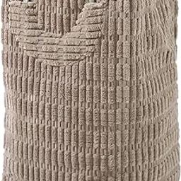 HOKIPO Folding Laundry Bag for Clothes Hamper Basket, Collapsible Storage Basket, Latte Brown - AR5316-image-18