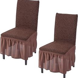 Hokipo Frill Chair Cover Set Of 2 (Ar-4650-J2*2) - Polyester Blend, Brown-14