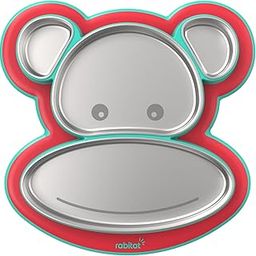 rabitat Pogo Playte Anti Skid Stainless Steel Divided Plate Red - 2 Years Brand Warranty | Unbreakable 4 Sections Self Feeding Training Divider Plate for Baby/Toddlers and Kids - 360ml-image-20