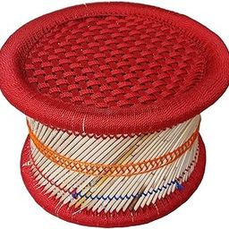 HeeMo Eco-Friendly Cane Wood Bar Bamboo Sitting/Stool/Mudda for Outdoor/Indoor/Furnishing red Color:Set of 1-picture-13