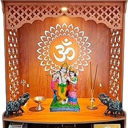Devson™ Premium Wooden Temple | Wooden Pooja MANDIR for Home and Office use with LED SPOT Light | Wooden mandir with Storage Shelves | (Size - H 25 x L 18.5 x W 12 inch) SAI18-image-67