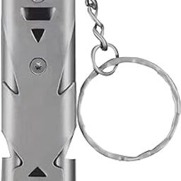 Store2508 Whistle Emergency, Safety Survival Whistle with Lanyard Keychain, High Pitch Double Tubes Coyote Whistle for Hiking Camping Hunting Boating Rescue Signal Whistle (Silver 1 Pc)-image-21