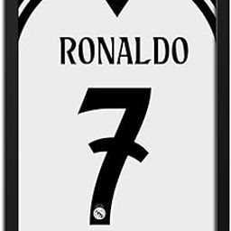 inspire TA Cristiano Ronaldo Real Madrid Jersey photos Wall Paintings For Football Fan Room Cafe Wall Frame, Laminated photo With Black Frame (12 X 9 INCHES)-image-67