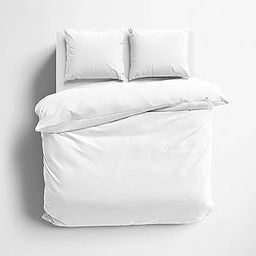 Duvet Cover, Brushed Microfiber Bedding Set 3 Pieces Solid Duvet Cover, 1 Duvet Cover with 2 Pillowcases, with Zipper Closure, Ultra Soft (White_Single Size Duvet Cover)-12