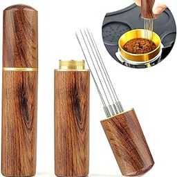 GERIX Espressos Coffee Stirrer Pin Tamper 6 Needles Ground Coffee Stirrer 0.4mm Fine Pin Tamper for Espresso Coffee Making Natural Wooden Handle Pin Coffee Tamper-picture-18