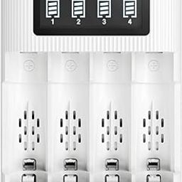 EBL AA and AAA Battery Charger - 4-Bay with Type-C & Micro USB Input, LCD Display for Charge State-1