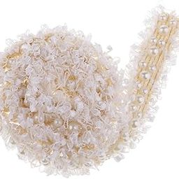 MERISHOPP®1 Yard Pearl Beaded Ribbon Lace Trim Sewing on Clothing Decoration Beige|Crafts | Multi-Purpose Craft Supplies | Crafting Pieces | Ribbon-image-8