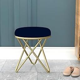 MYLAWOOD Metal Sitting Stool for Bedroom & Living Room, Sofa Side Stool, Metal Small Ottoman Footrest Stool, Makeup Chair, Pouf for Office & Home Decoration (Blue)-image-40