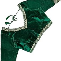 Women's Velvet Blouse for Women Readymade Blouse Half Sleeves Embroidery Blouse aari Work Blouse Readymade Saree Blouse Choli for Women Readymade Choli Blouse (Velvet Blouse)-image-34