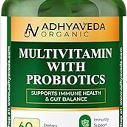 Adhyaveda Organic Multivitamin with Probiotics – 60 Veg Tablets – 25+ Vitamins & Minerals + 5B CFU Probiotics – Immunity, Gut, Energy & Stress Support – Non‑GMO, Vegan, FSSAI Approved-image-73