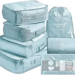 LATIQ MART 7 in 1 Foldable Nylon Packing Cubes for Clothes, Cosmetics, Underwear, Socks, Shoes Toiletry Bag Laundry Organizer Space Savers Lightweight & Waterproof Bags (Blue)-image-92