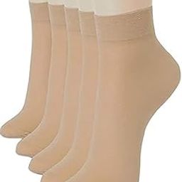 Women's Thin Net Nylon Thumb Socks Ankle Length Skin Color Toe Socks (Pack of 5 Pairs)-image-46