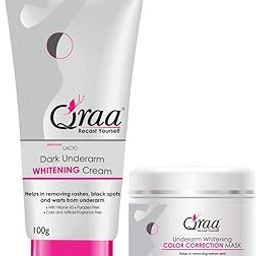 QRAA Underarm Kit for Dark Underarms |For Uneven Skin Tone and Dark Underarms |Paraben Free | For Dark Body Parts like Neck, Ankles, Knuckles, Armpits, Thighs, Elbows & Underarm ( 350gm ) Pack of 2-20
