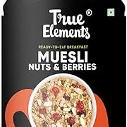 True Elements Crunchy Nuts & Berries Muesli 1kg | Cereal for Breakfast | Diet Food | No Malt extract, Corn flakes or grain flour | No Sugar Candied Fruits | Has Almonds & Cranberries | Healthy breakfast-61