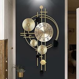 FUNTEREST Metal Wall Hanging Floral Handmade Sweep Machine Silent Wall Clock Watch Multicolor for Bedroom/Drawing Room/Hall/Dining Room (30X16 Inch)-10