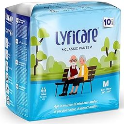 Lyficare Classic Adult Diaper Medium Size (M) - 10 Units | Unisex Diapers Pants Style | Waist (60-85 cm) | Wetness Indicator, Super Absorption, 360° Protection & 0% Leakage | For Men & Women-image-95
