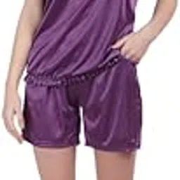 breezly Women & Girls Babydoll TOP & Shorts Night Dress Purple-picture-41