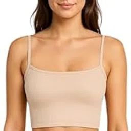 lulu and sky Women's Modern Spaghetti Strap Ribbed Cami Top Square Neck Solid Sleeveless Slim Fit Short Length Vest & Camisole - Comfy & Stylish|-picture-17