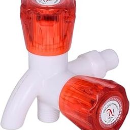 Nilsons Two Way Bib Cock for Washing Machine & Garden | Heavy Duty PVC Plastic Tap with Dual Outlet & Red Handle | Wall Mounted Water Tap for Bathroom & Balcony – 1 PC-image-31