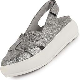 Women's Embellished Backstrap Height Enhancer Hook and Loop Slip on Shoes|Casual Shoe|Evening Party Shoe|Anti Skid Sole-image-0