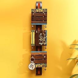ExclusiveLane Brass, Wood and Colour Madhubani Handpainted Sheesham Wood Home Keychain Holder (Natural Dark Brown) EL-012-059-image-22