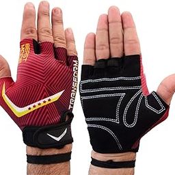 Vicky Transform Star Gym Gloves Non-Slip Wrist Support Full Palm Protection Weightlifting Training Fitness for Men & Boys (S, Red/Black)-30